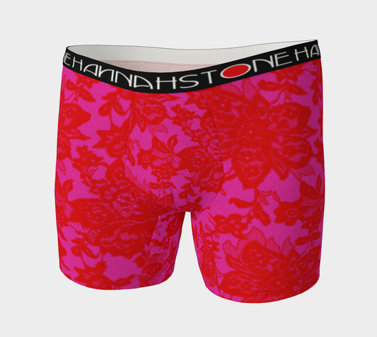 Red & Pink Lace Boxer Briefs