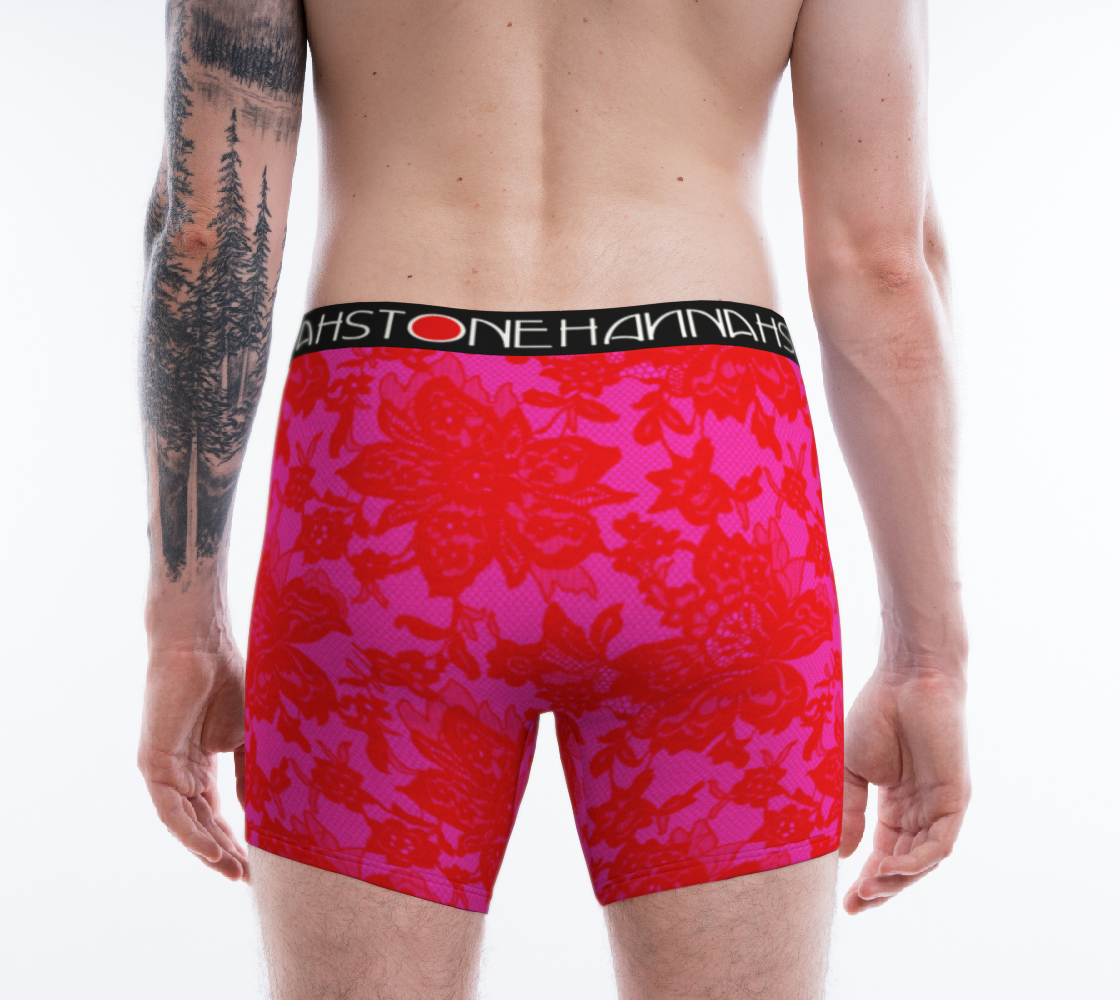 Red & Pink Lace Boxer Briefs