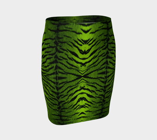 Tiger Queen Green Pencil Skirt