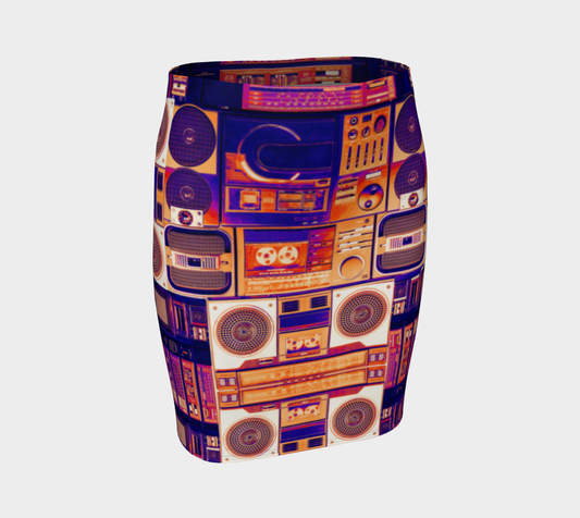 Ghetto Blaster Bowie Pencil Skirt