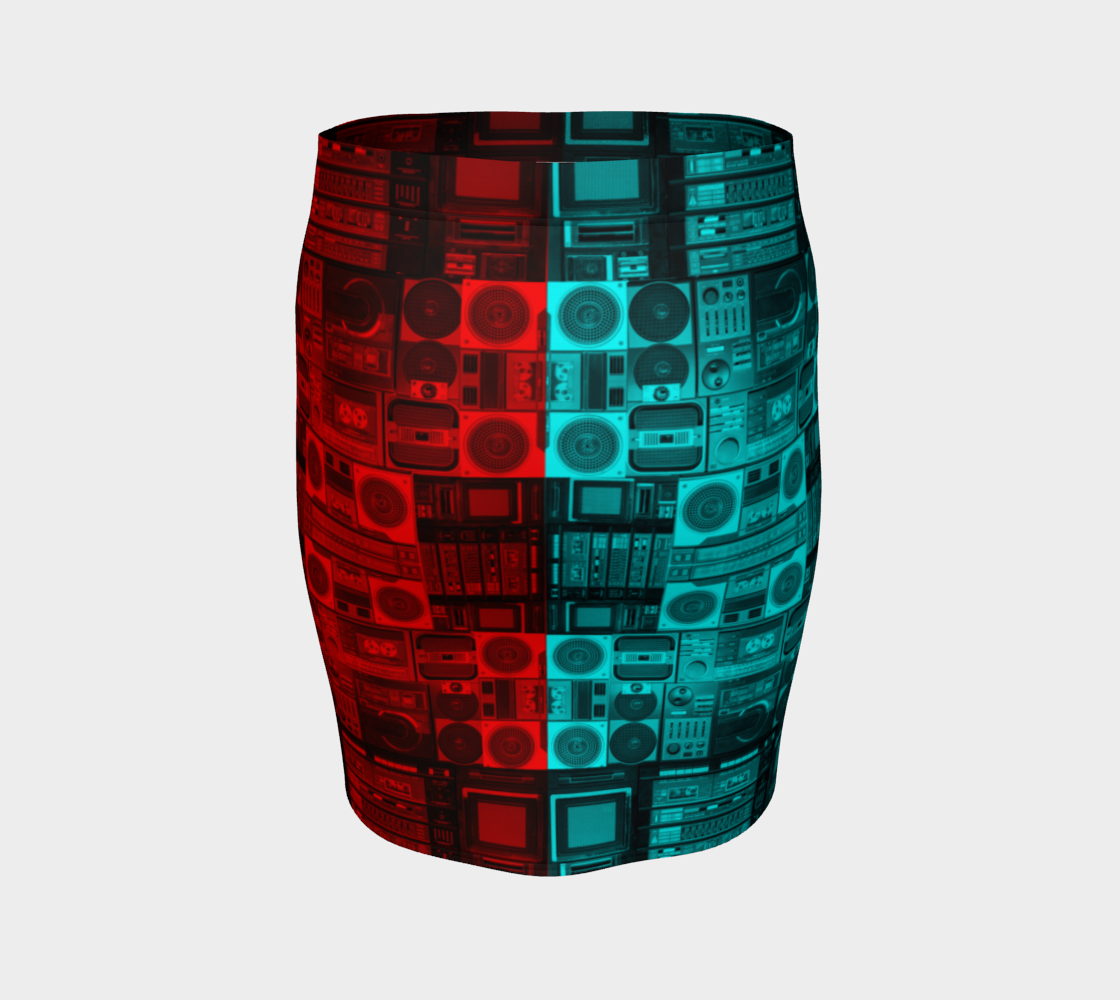 Ghetto Blaster 3D Pencil Skirt