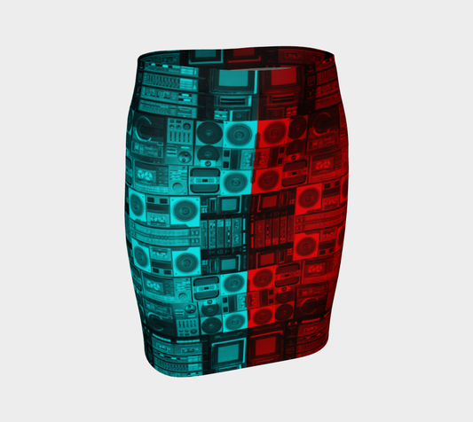 Ghetto Blaster 3D Pencil Skirt