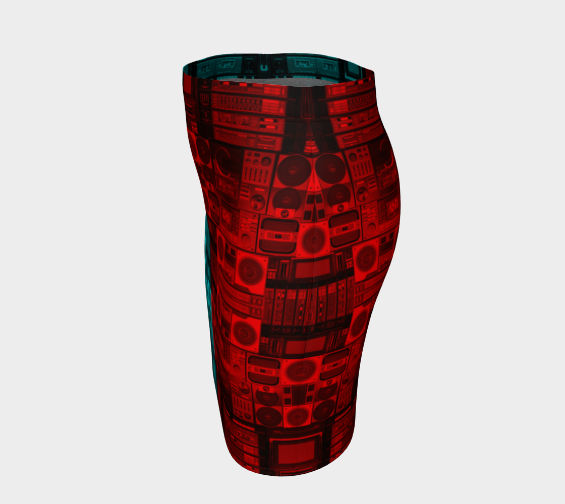 Ghetto Blaster 3D Pencil Skirt