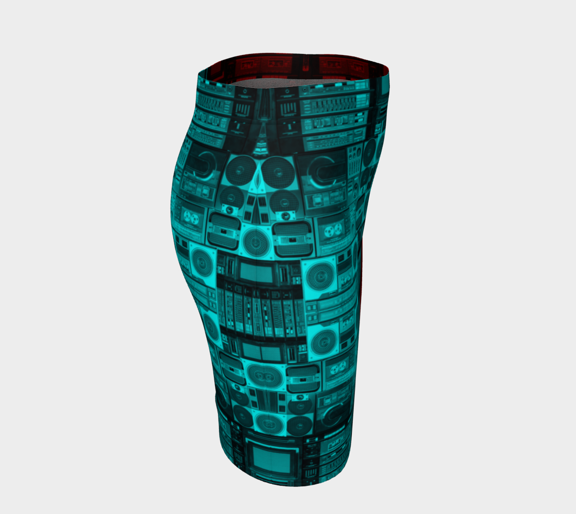 Ghetto Blaster 3D Pencil Skirt